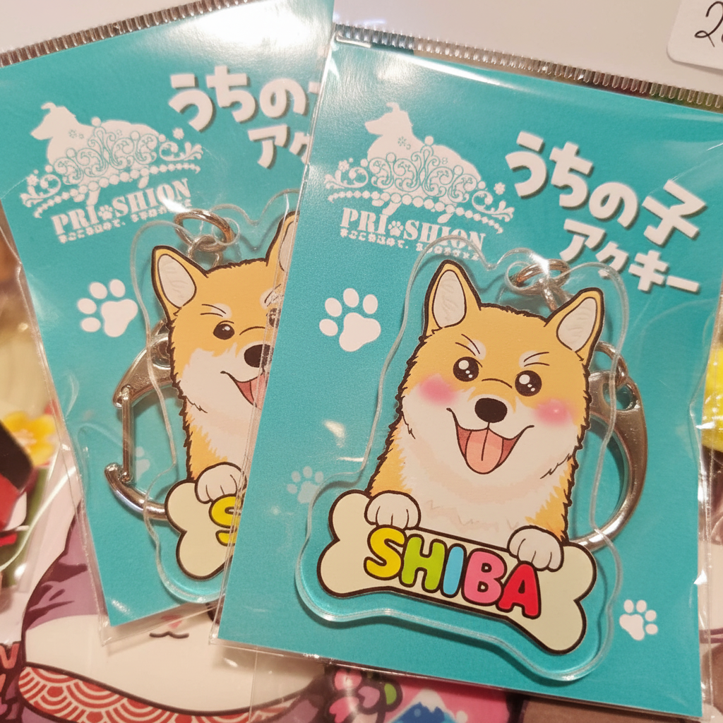 Shiba Inu acrylic keychain from Japan with kawaii design