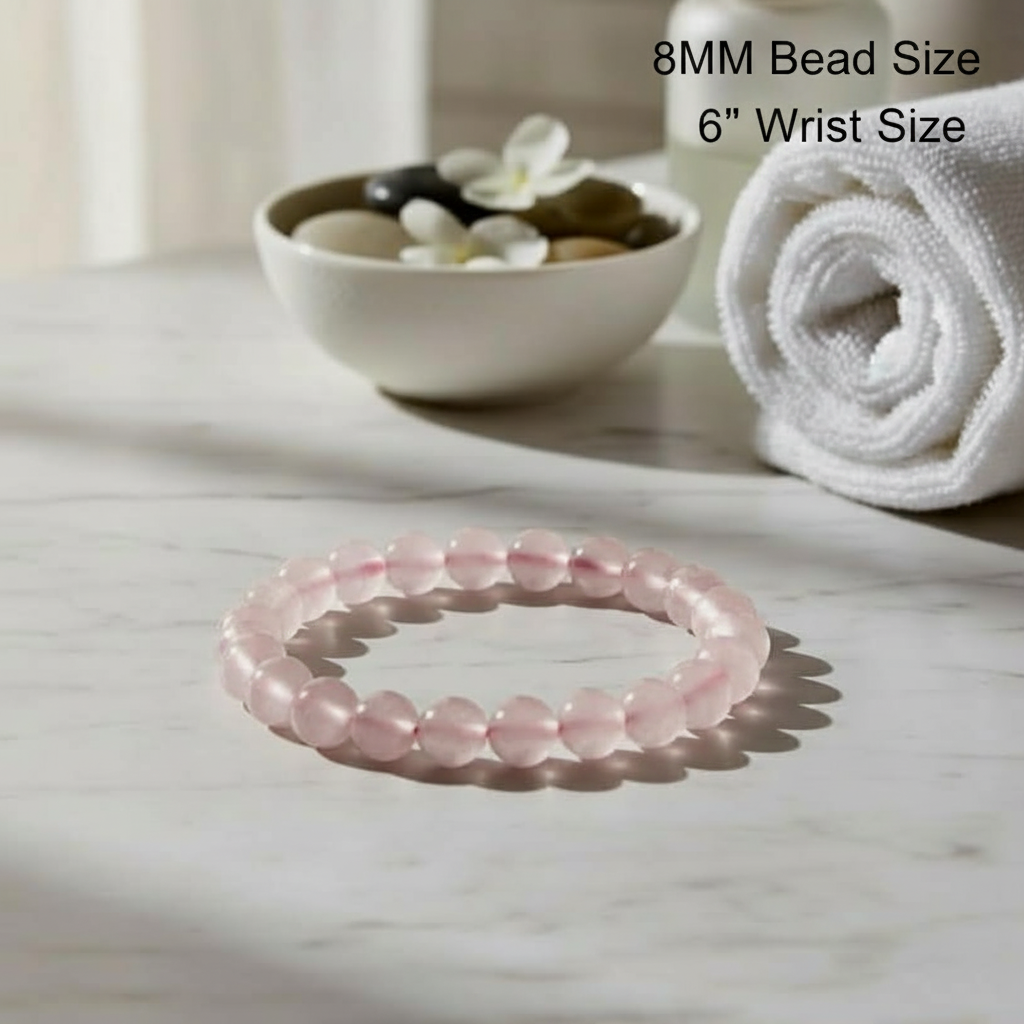 Rose Quartz Bracelet 6 inch - Two Lines
