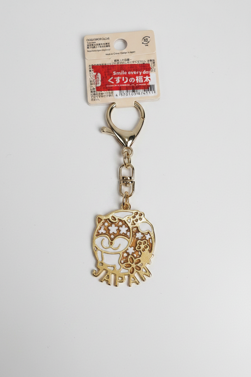 Shiba Inu Gold Enamel Keychain β Japan Sakura πΈππ―π΅