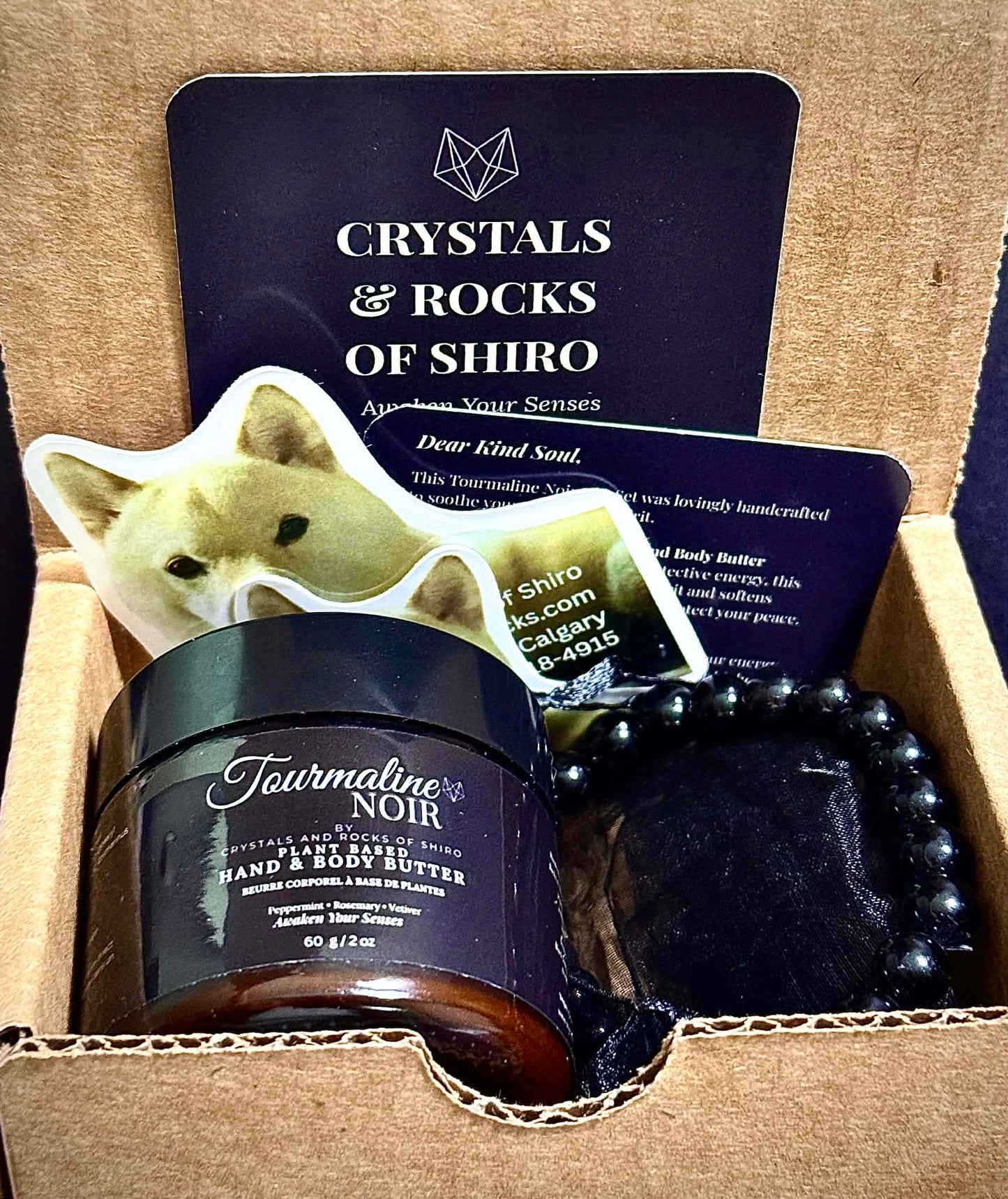 Tourmaline Noir  Classic Gift Set — Hand & Body Butter + Black Tourmaline Bracelet