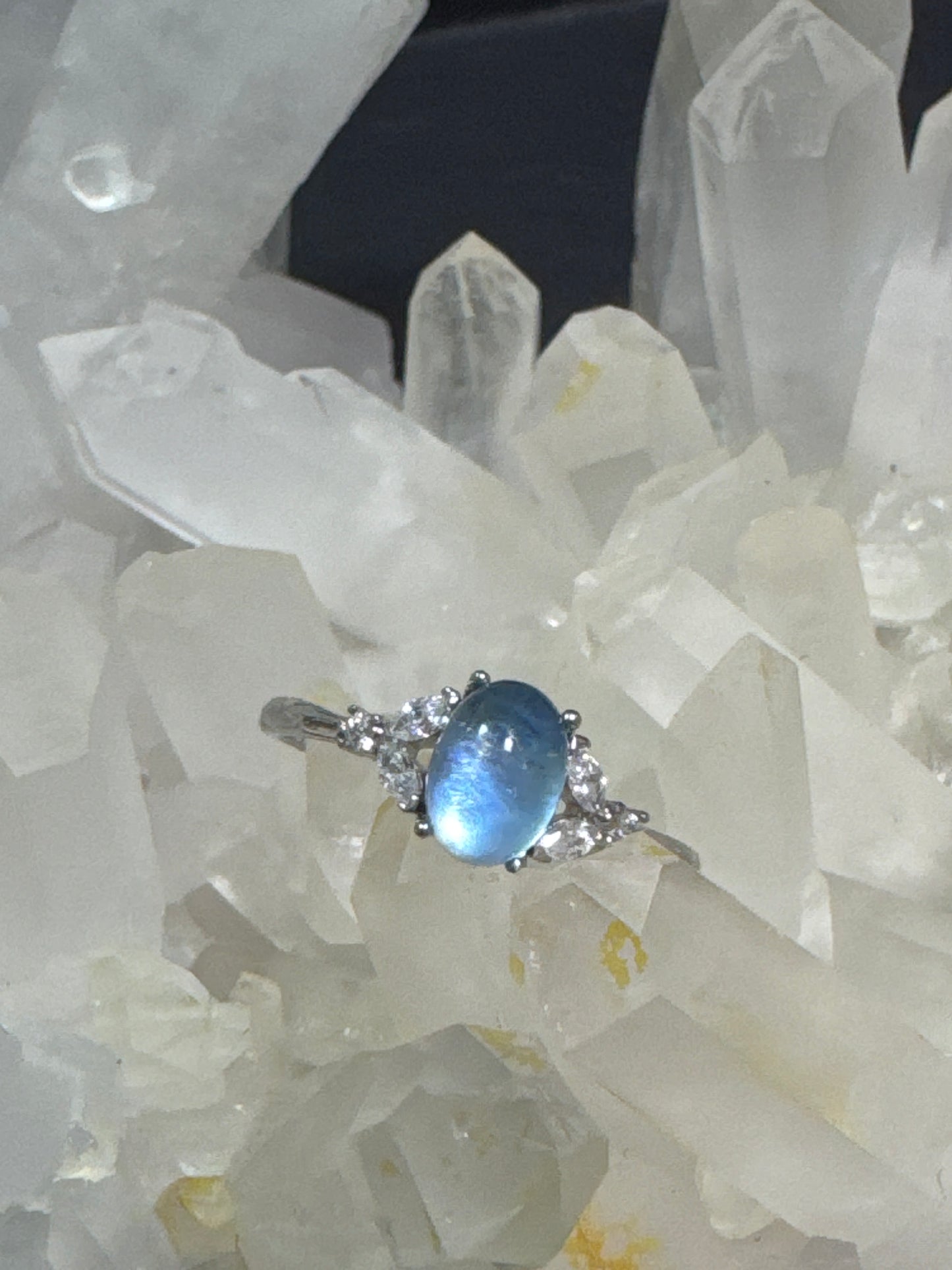 Aquamarine Ring - Silver 925 Adjustable