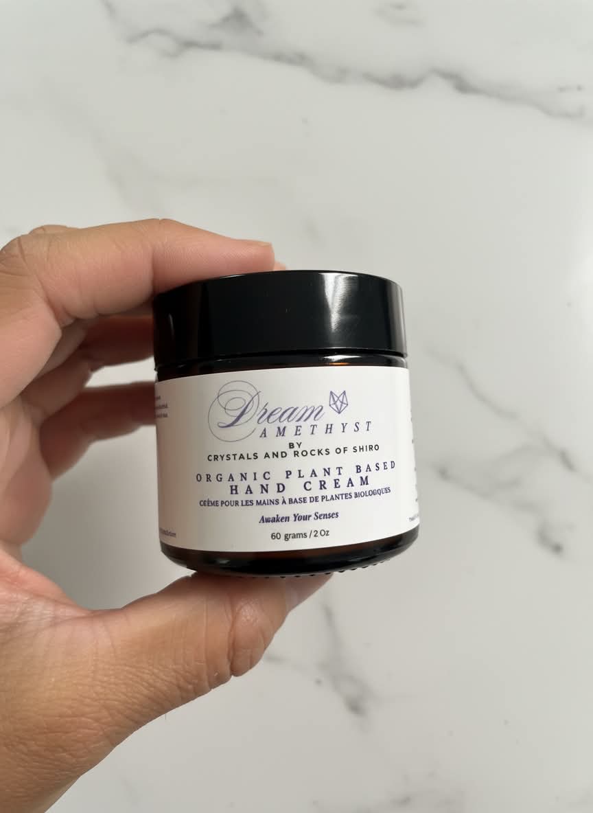 Dream Amethyst Hand nd Body Butter Plant based 60 grams 2 oz amber glass jar 