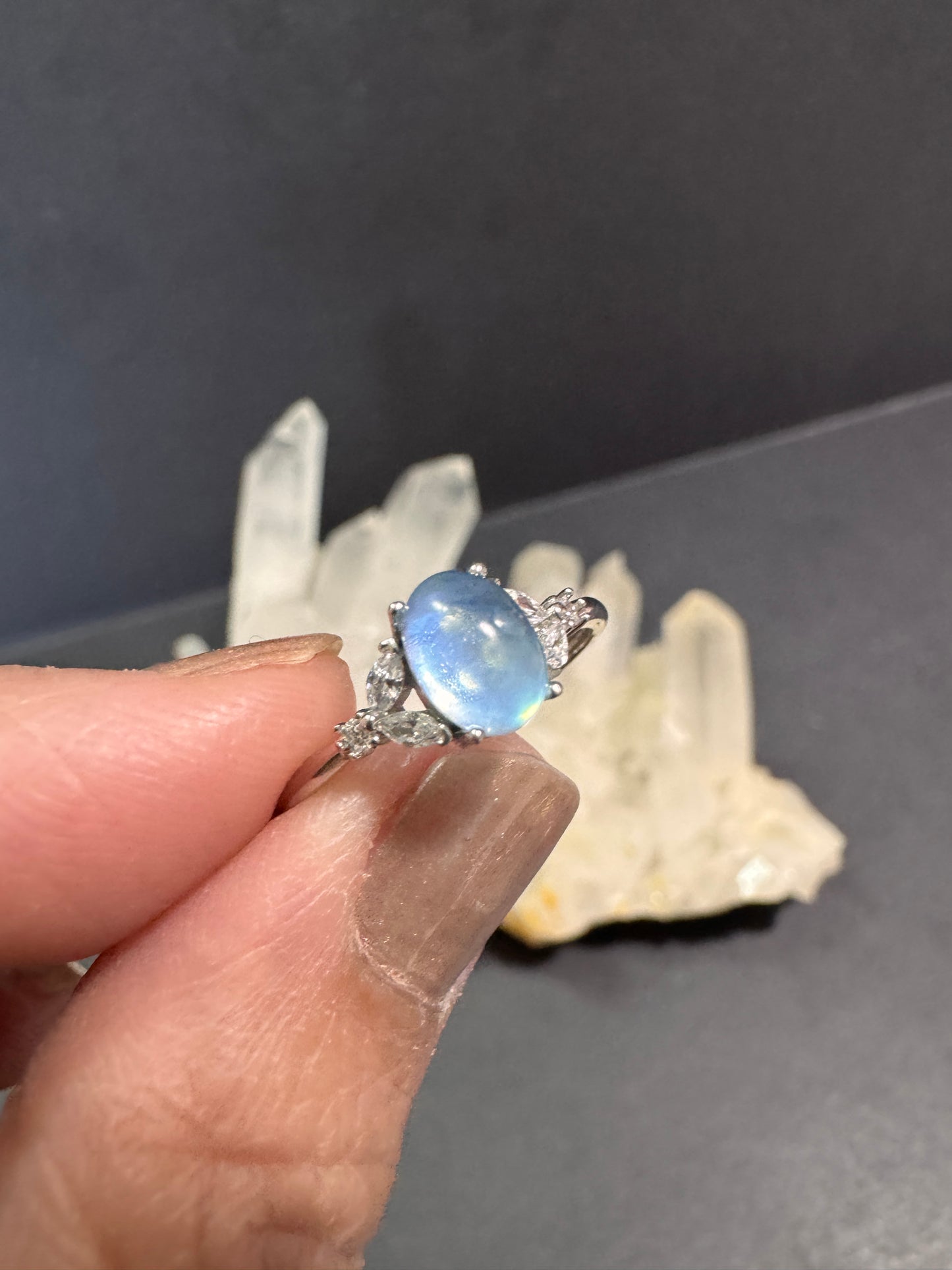 Aquamarine Ring - Silver 925 Adjustable
