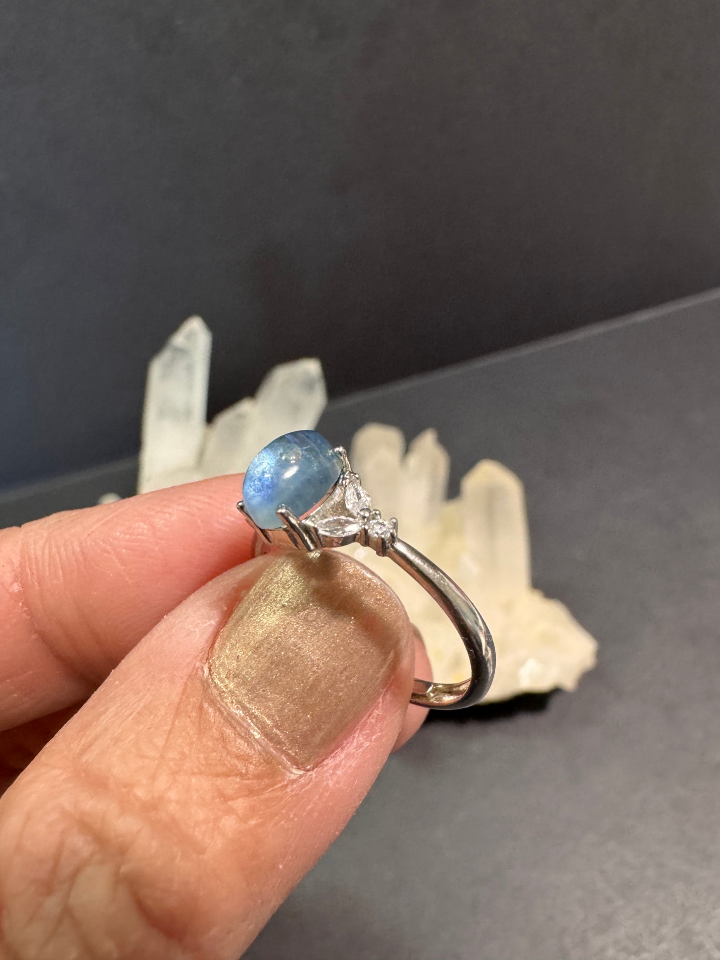 Aquamarine Ring - Silver 925 Adjustable