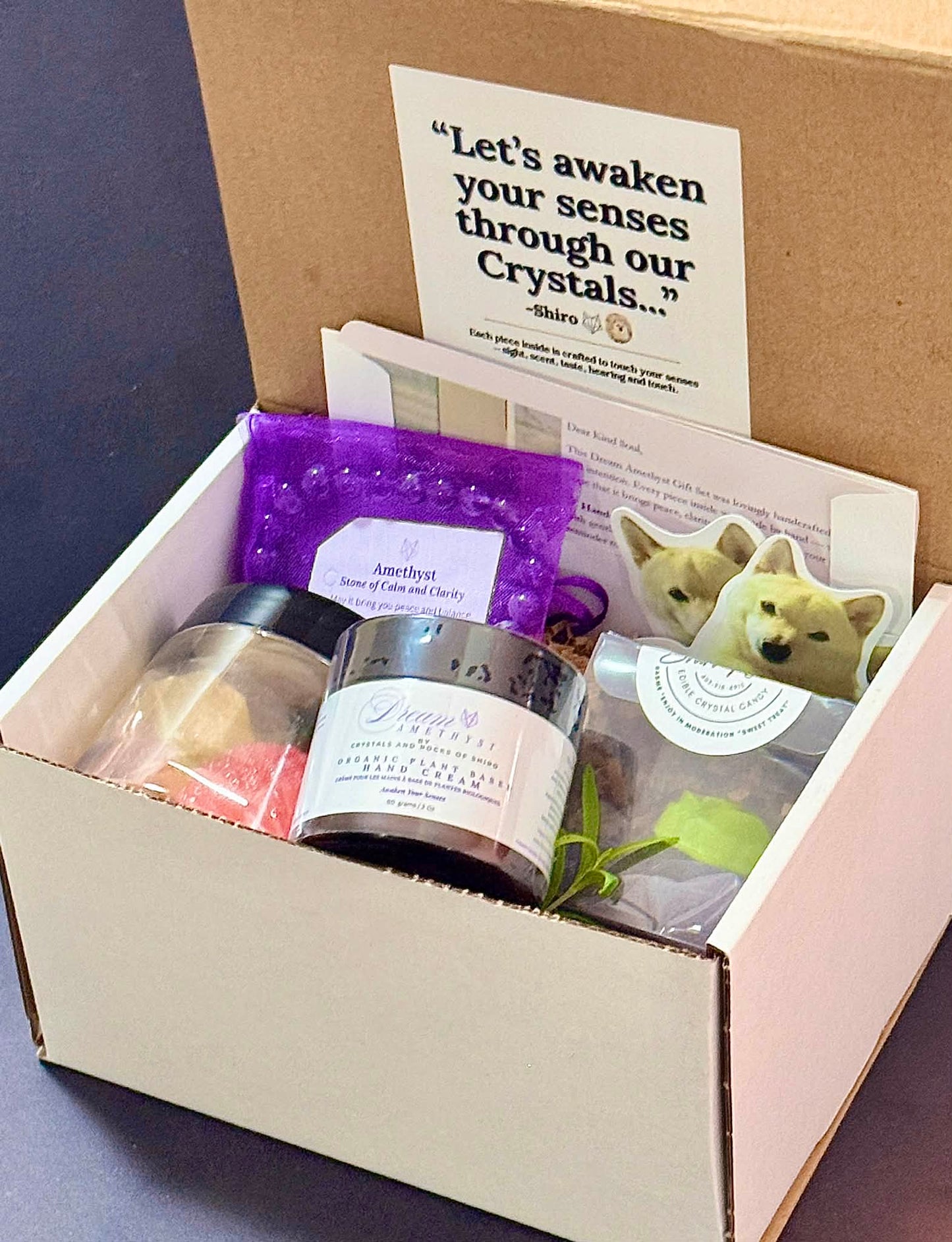 Dream Amethyst Deluxe — Hand Cream, Bracelet & Crystal Candy