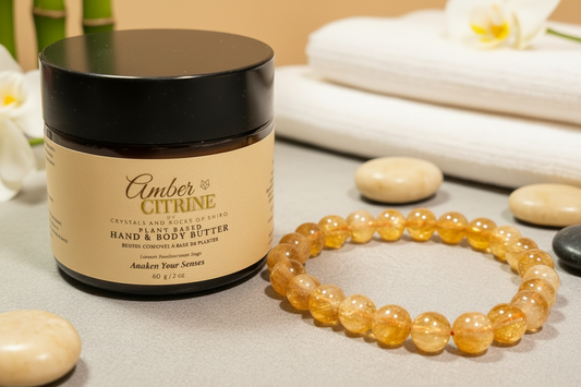 Amber Citrine with spa background - pristine and clean