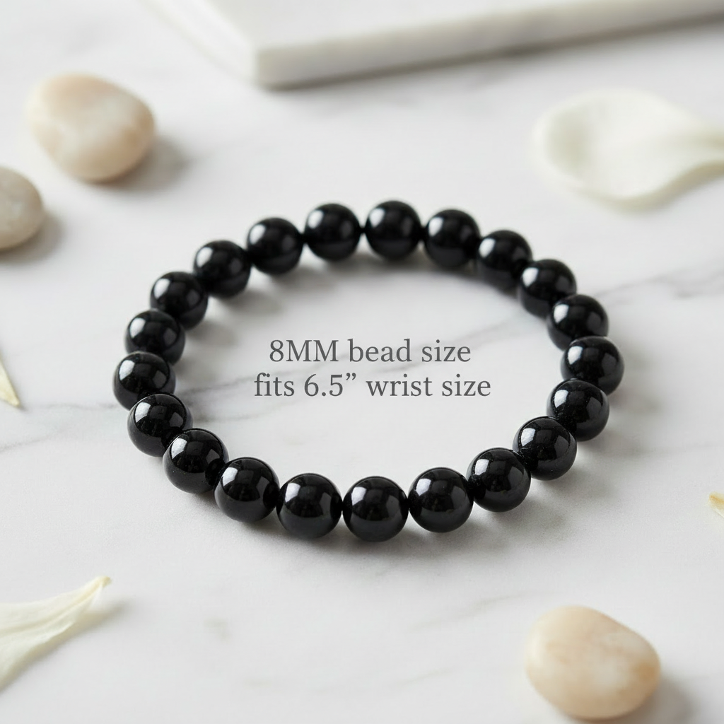Black Tourmaline Bracelet with Size Info