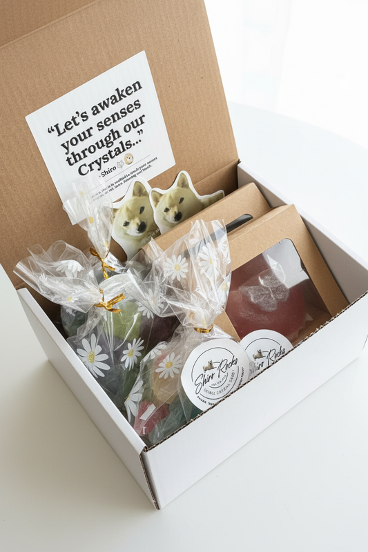 Kohakutō crystal candies gift box with assorted flavours, ShiroRocks packaging and handcrafted presentation