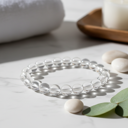 Clear Quartz crystal bracelet with 8MM transparent beads
