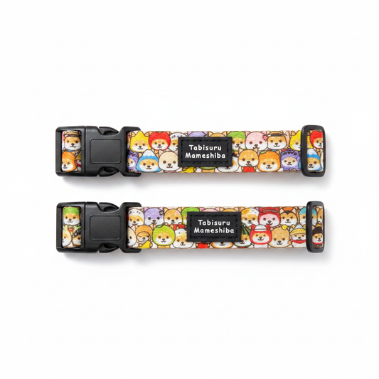 Tabisuru Mameshiba Dog Collar — close-up of collar design on white background