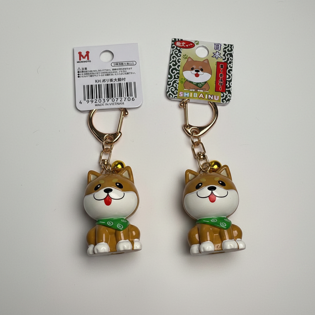 Shiba Bell Keychain — Both