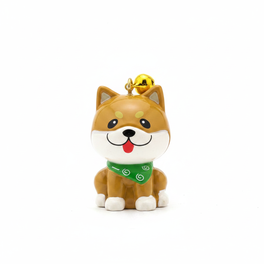 Shiba Bell Keychain — Close-up