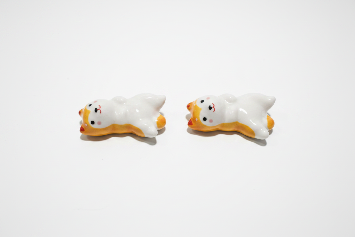 Shiba Chopstick Holders — Flopped Front View