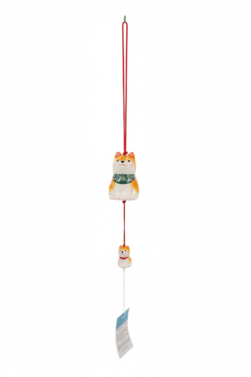 Shiba Inu Ceramic Wind Chime — Enhanced