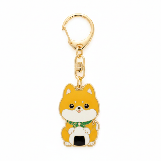 Shiba Onigiri Keychain — Close-up