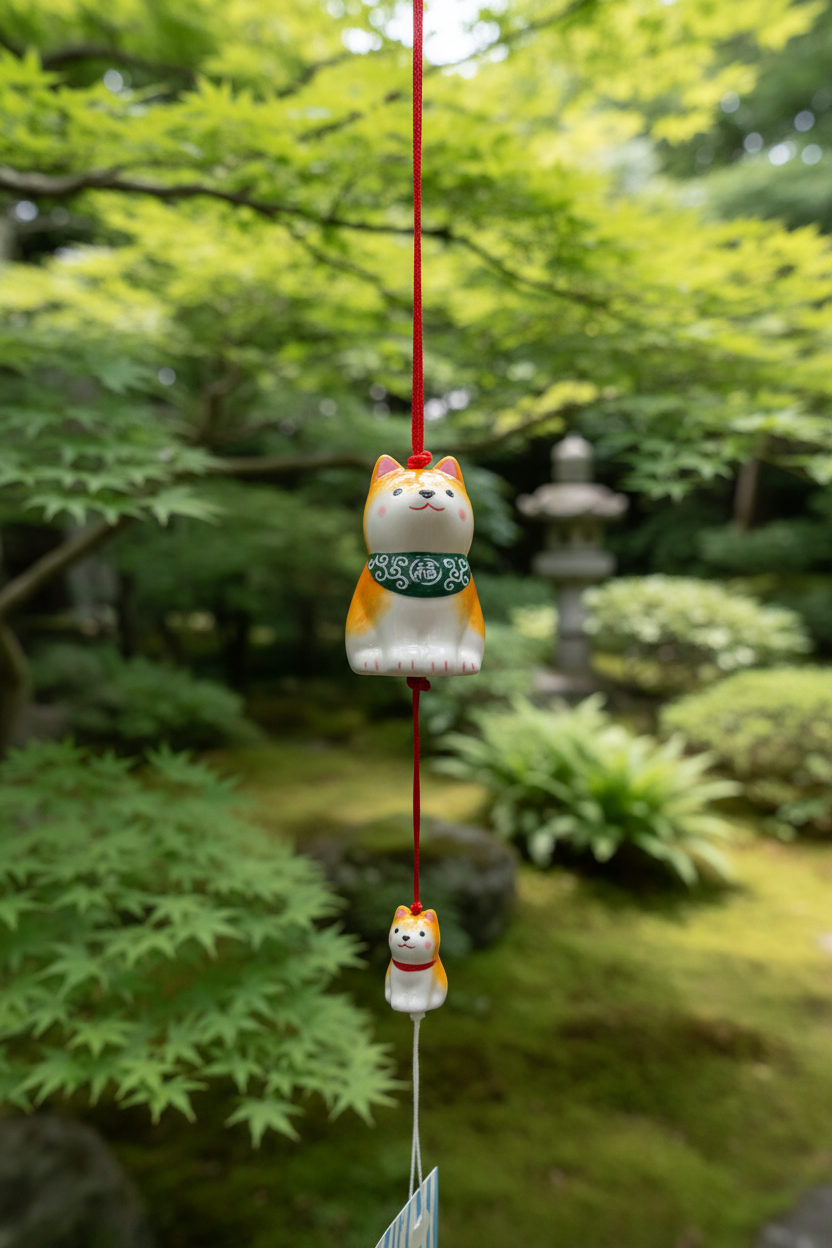 Shiba Wind Chime — Garden (Two Figurines)