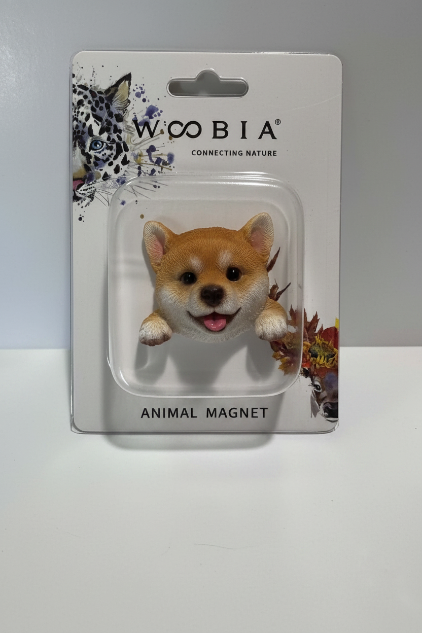 WooBia Shiba Magnet — Full Packaging